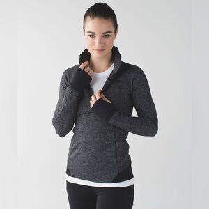 Lululemon Runderful 1/4 Zip Gray Yoga Shirt Top Roll-Over Hand Sleeve
